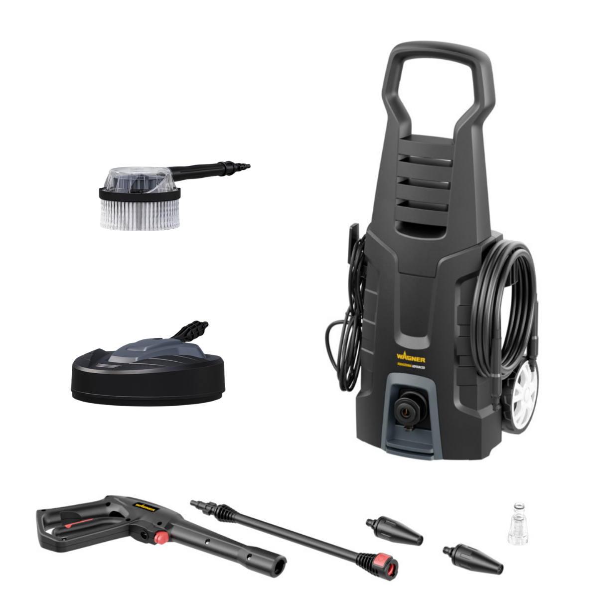 AQUASTORM Advanced Nettoyeur haute pression - 135 bar, 1700 W, nettoyeur de surfaces, brosse rotative, 2 buses, tuyau de 5 m, pistolet, lance