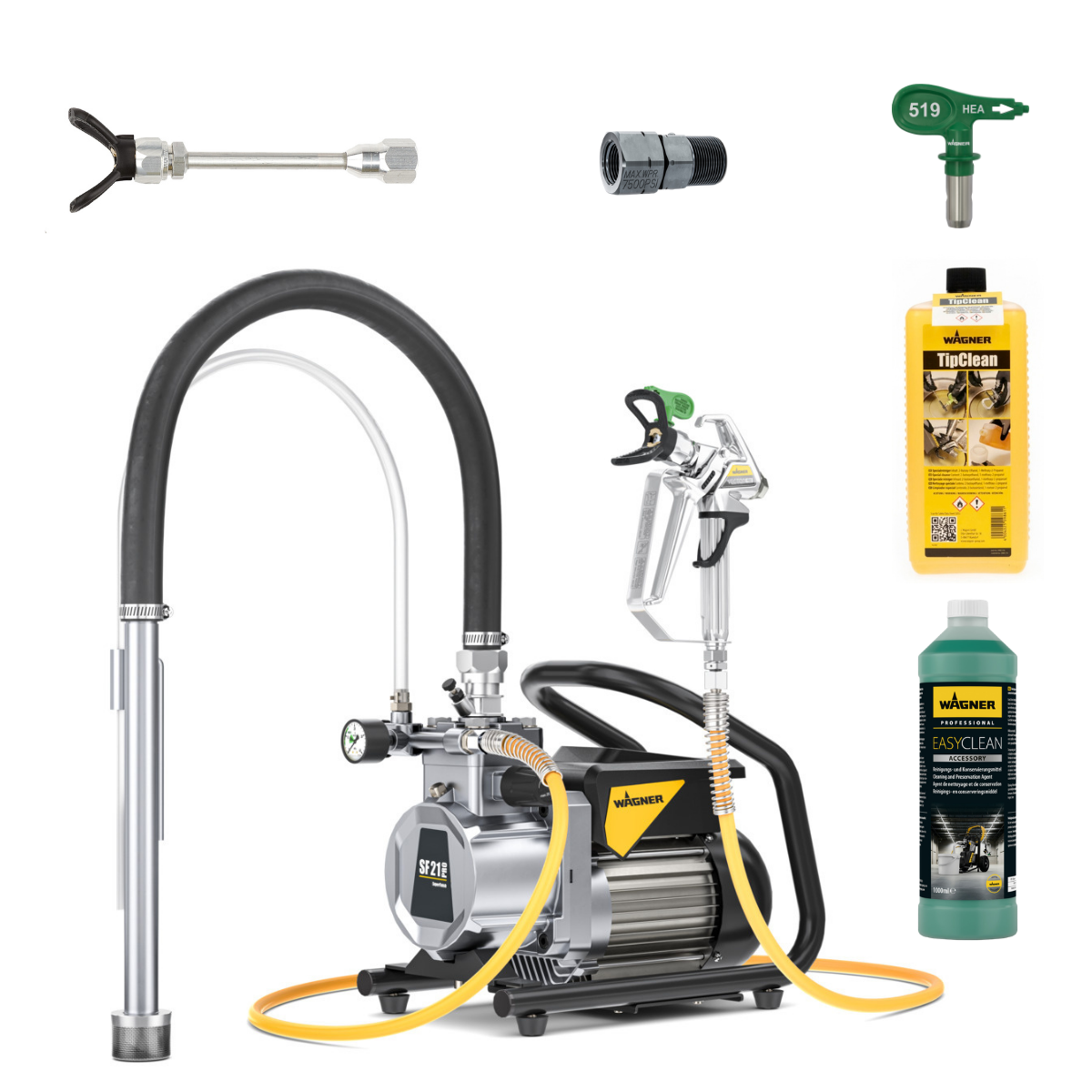 SuperFinish 21 Pro HEA Airless + Rallonge de buse 12,5cm + Buse 519 + FlexTwist S + TipClean + EasyClean